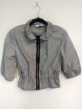 Adorable Kako Black and White Zip Front, 3/4 Sleeve Jacket - Size 36 (US S)